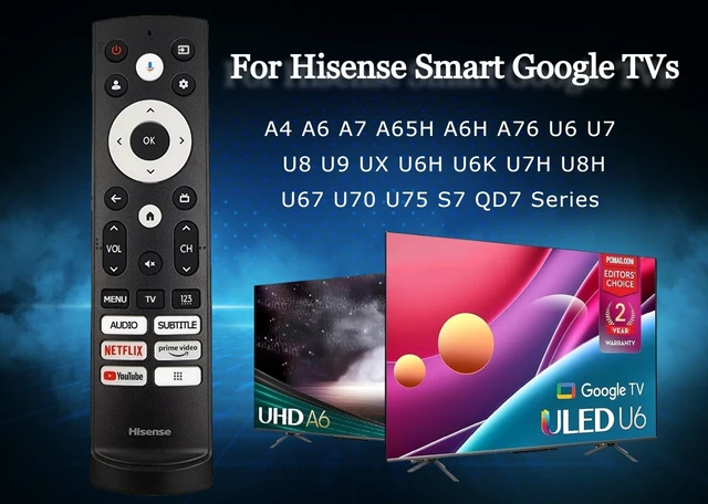 Alt view image 3 of 7 - OEM Replacement Remote Control for All Hisense UHD 4K ULED Smart Google TVs with Voice Control (Audio/Subtitle/Netflix/Prime Video/YouTube/Menu)