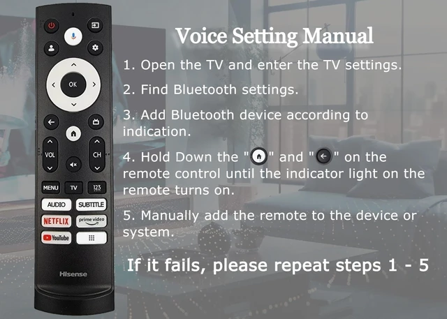 Alt view image 6 of 7 - OEM Replacement Remote Control for All Hisense UHD 4K ULED Smart Google TVs with Voice Control (Audio/Subtitle/Netflix/Prime Video/YouTube/Menu)