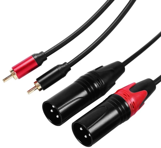 Main image of Dual XLR Male to RCA Cable 20Ft, Heavy Duty 2 XLR to 2 RCA HiFi Stereo Audio Connection Microphone Cable.