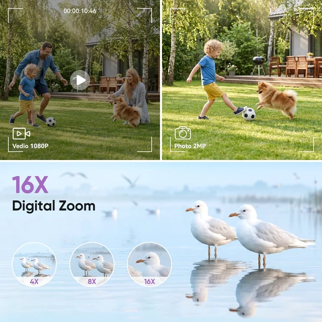 Alt view image 3 of 7 - Mini Keychain Camera, 1080P Mini Digital Camera with 32GB Card 2MP 0.96 Inch Tiny Camera, 16X Digital Zoom, 1080P HD Video, Rechargeable Battery, Micro Camera for Travel, Purple