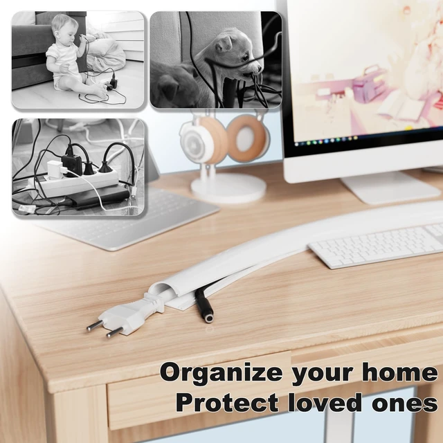 Alt view image 7 of 7 - 118" Side Open Cable Hider Cord Cover for 2-3 Wires,W1.08"× H0.6" Adhesive Cord Hider for Wall Mount Tv, Wire Channel for Cable Concealer,Cable Raceway Home & Office,White
