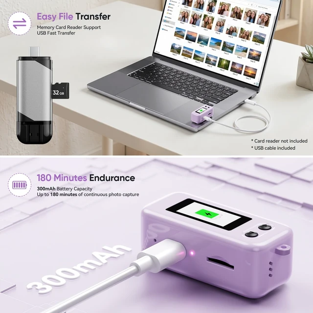 Alt view image 7 of 7 - Mini Keychain Camera, 1080P Mini Digital Camera with 32GB Card 2MP 0.96 Inch Tiny Camera, 16X Digital Zoom, 1080P HD Video, Rechargeable Battery, Micro Camera for Travel, Purple