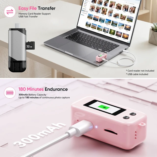 Alt view image 7 of 7 - Mini Keychain Camera, 1080P Mini Digital Camera with 32GB Card 2MP 0.96 Inch Tiny Camera, 16X Digital Zoom, 1080P HD Video, Rechargeable Battery, Micro Camera for Travel, Pink