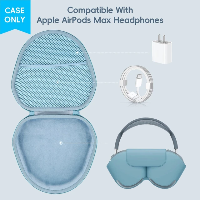 Alt view image 3 of 7 - Hard Carrying Case for Apple AirPods Max 2/Apple AirPods Max Wireless Over-Ear Headphones,Light Blue Case