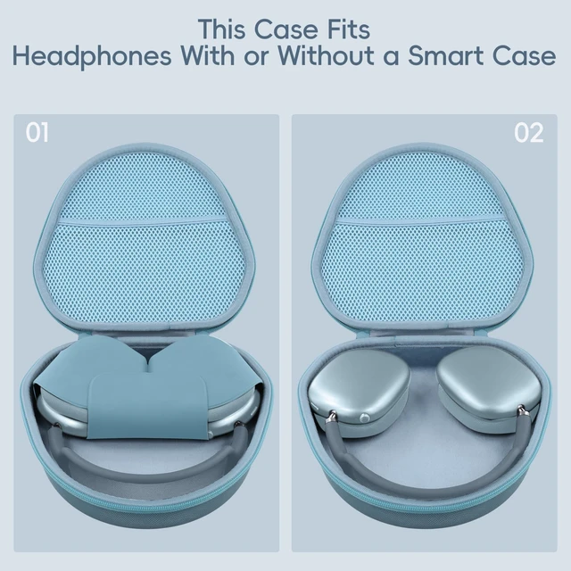 Alt view image 7 of 7 - Hard Carrying Case for Apple AirPods Max 2/Apple AirPods Max Wireless Over-Ear Headphones,Light Blue Case