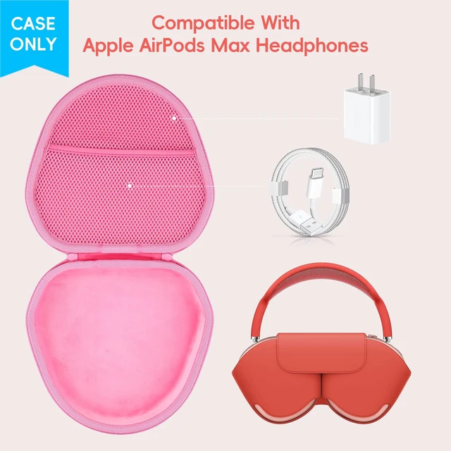 Alt view image 4 of 7 - Case for Apple Airpods Max/Max 2 Wireless Over-Ear Headphones,Pink EVA Hard Shell, Mesh Pocket Accessory Storage, Travel-Ready Portable Storage for Apple Airpods Max 2 Headphones