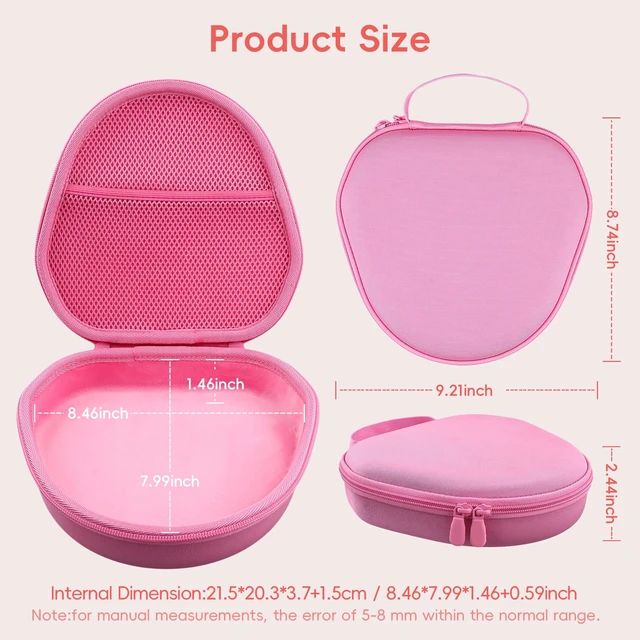 Alt view image 7 of 7 - Case for Apple Airpods Max/Max 2 Wireless Over-Ear Headphones,Pink EVA Hard Shell, Mesh Pocket Accessory Storage, Travel-Ready Portable Storage for Apple Airpods Max 2 Headphones
