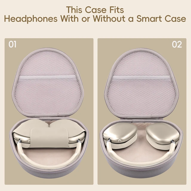 Alt view image 7 of 7 - Case for Apple Airpods Max/Max 2 Wireless Over-Ear Headphones,Sandy EVA Hard Shell, Mesh Pocket Accessory Storage, Travel-Ready Portable Storage for Apple Airpods Max 2 Headphones