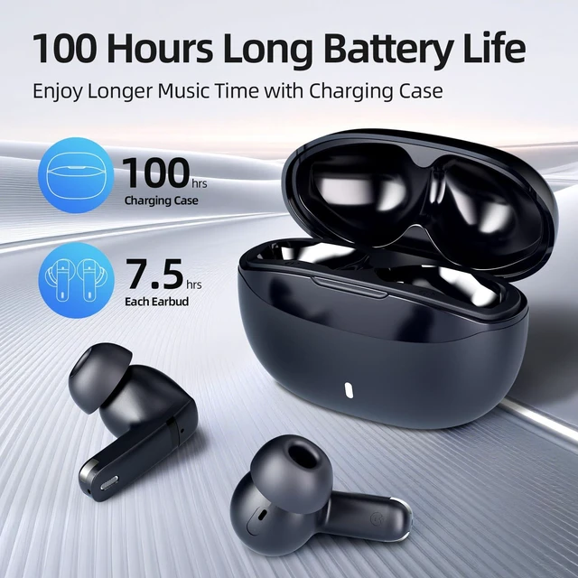 Alt view image 2 of 7 - Wireless Earbuds, 100H Bluetooth 5.4 Headphones, ENC+ ANC Noise Cancelling Touch Control True Wireless Bluetooth Ear Buds,Stereo Deep Bass Bluetooth Headset for Sports/Workout/Gym(Blue)