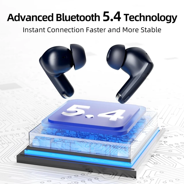 Alt view image 5 of 7 - Wireless Earbuds, 100H Bluetooth 5.4 Headphones, ENC+ ANC Noise Cancelling Touch Control True Wireless Bluetooth Ear Buds,Stereo Deep Bass Bluetooth Headset for Sports/Workout/Gym(Blue)