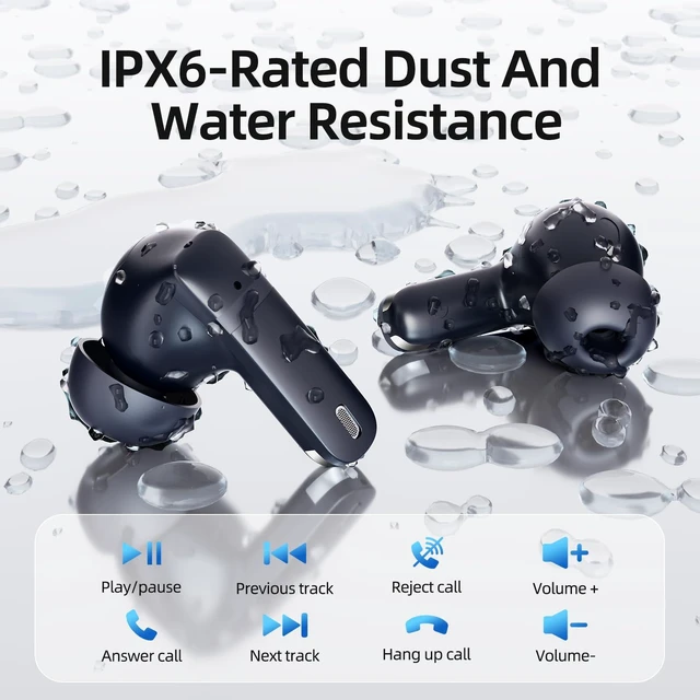 Alt view image 7 of 7 - Wireless Earbuds, 100H Bluetooth 5.4 Headphones, ENC+ ANC Noise Cancelling Touch Control True Wireless Bluetooth Ear Buds,Stereo Deep Bass Bluetooth Headset for Sports/Workout/Gym(Blue)