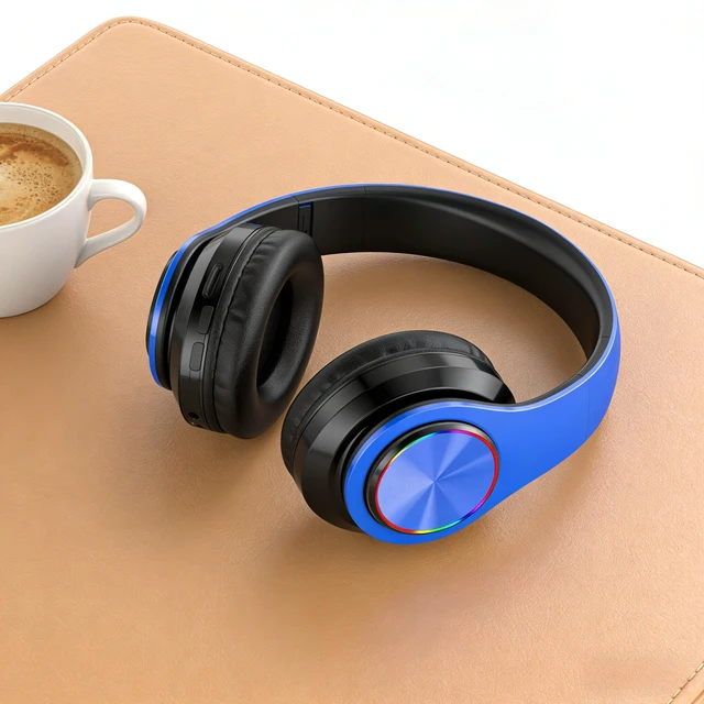 Alt view image 2 of 7 - Wireless Bluetooth Headphones-Colorful Light,Stereo Foldable,Bluetooth 5.0,10 m Range,Stereo Surround,Built-in Microphone,Comfortable affixed Ears