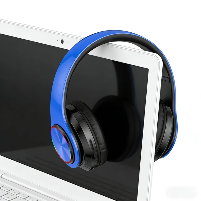 Alt view image 5 of 7 - Wireless Bluetooth Headphones-Colorful Light,Stereo Foldable,Bluetooth 5.0,10 m Range,Stereo Surround,Built-in Microphone,Comfortable affixed Ears