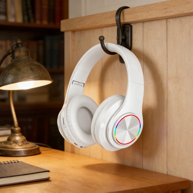 Alt view image 4 of 7 - Wireless Bluetooth Headphones-Colorful Light,Stereo Foldable,Bluetooth 5.0,10 m Range,Stereo Surround,Built-in Microphone,Comfortable affixed Ears