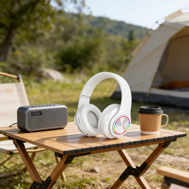 Alt view image 7 of 7 - Wireless Bluetooth Headphones-Colorful Light,Stereo Foldable,Bluetooth 5.0,10 m Range,Stereo Surround,Built-in Microphone,Comfortable affixed Ears
