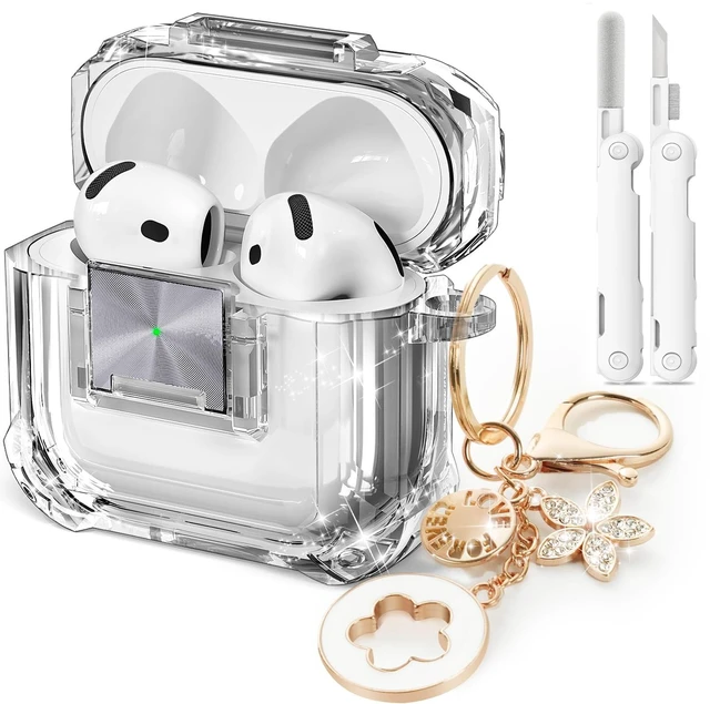 Main image of for Airpods 4 Case with Safety Lock,Clear Black Soft TPU Shock-Proof Clear Cover for Apple AirPod 4th Generation with Cute Bling Keychain and Cleaner kit for Women Girls