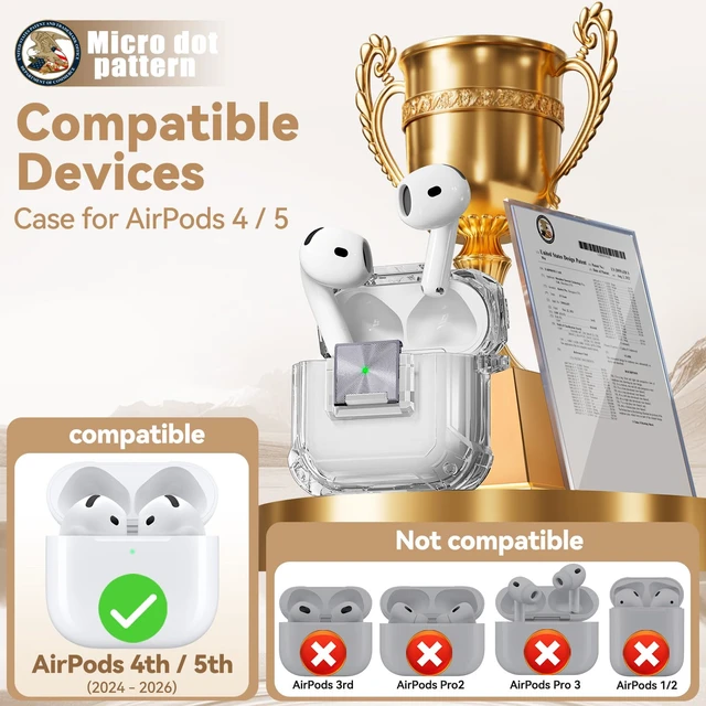 Alt view image 2 of 7 - for Airpods 4 Case with Safety Lock,Clear Black Soft TPU Shock-Proof Clear Cover for Apple AirPod 4th Generation with Cute Bling Keychain and Cleaner kit for Women Girls
