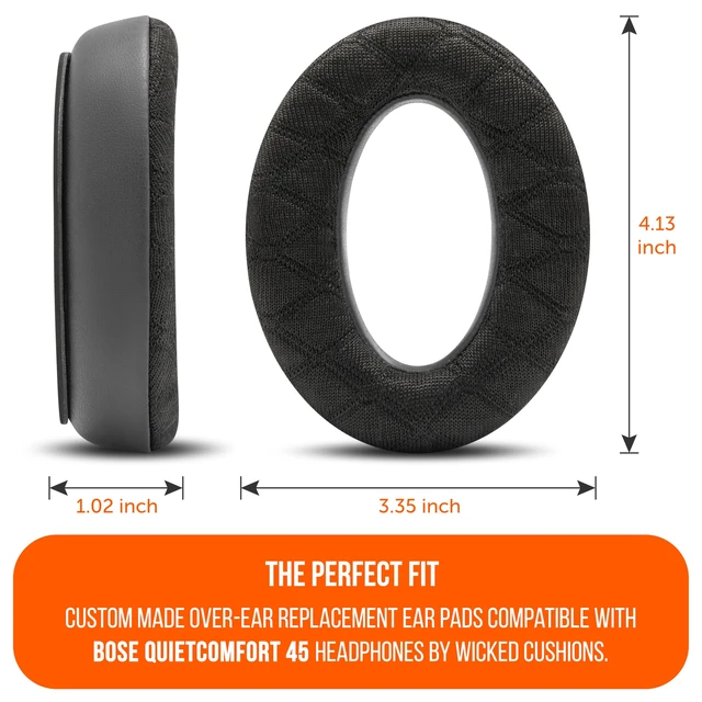 Alt view image 5 of 7 - Freeze QC45 - Cooling Gel Earpads for Bose QuietComfort 45 & QC Wireless Made by Wicked Cushions Also fits QC Wireless (2023), QC SE Freeze V2 Cooling Fabric, Extreme Comfort Eclipse Gray