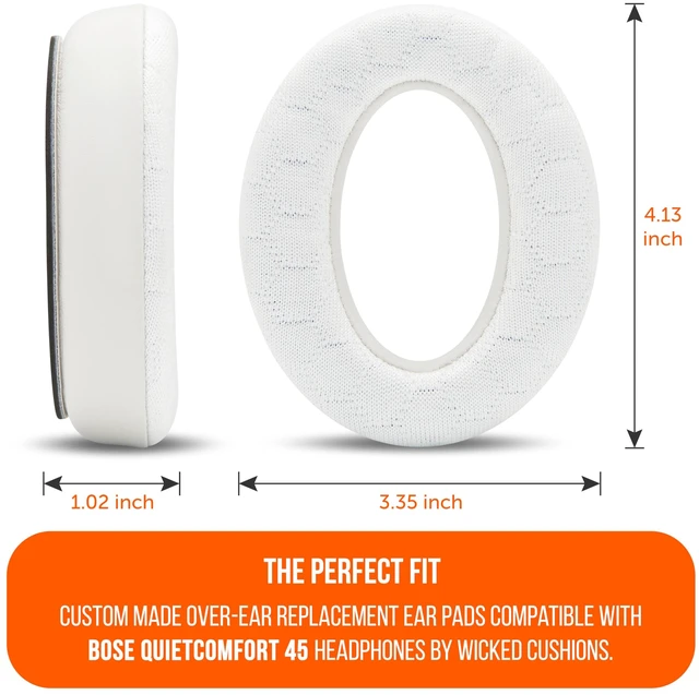 Alt view image 5 of 7 - Freeze QC45 - Cooling Gel Earpads for Bose QuietComfort 45 & QC Wireless Made by Wicked Cushions Also fits QC Wireless (2023), QC SE Freeze V2 Cooling Fabric, Extreme Comfort White