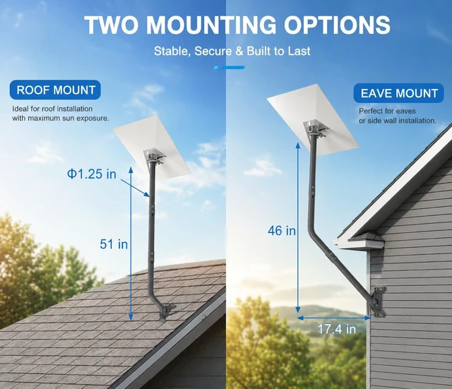 Alt view image 2 of 5 - Starlink Standard 4/4 X Mount Kit, 51 in Adjustable J-Pole Aluminum Alloy Adapter and Reversible Steel Mast Install on Walls, Eaves or Roofs, Adjustable Bracket and Hardware Included