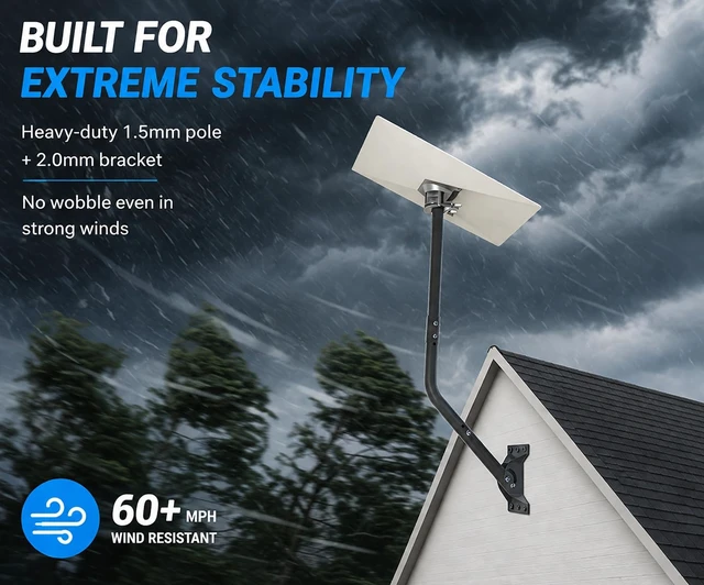 Alt view image 3 of 5 - Starlink Standard 4/4 X Mount Kit, 51 in Adjustable J-Pole Aluminum Alloy Adapter and Reversible Steel Mast Install on Walls, Eaves or Roofs, Adjustable Bracket and Hardware Included