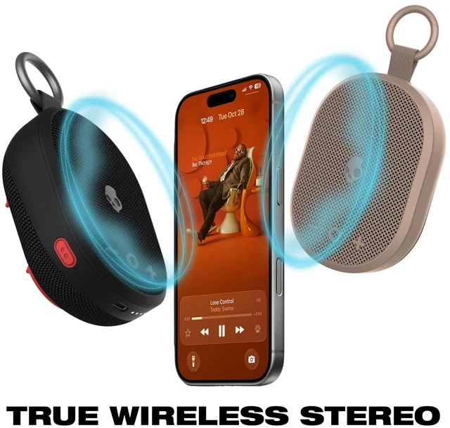 Alt view image 6 of 7 - Skullcandy Kilo 2 Wireless Bluetooth Speaker, IPX7, 24-Hour Battery Waterproof, True Wireless Stereo, Touch Controls, Punchy Bass, Carabiner and Strap Included, Rechargeable Battery