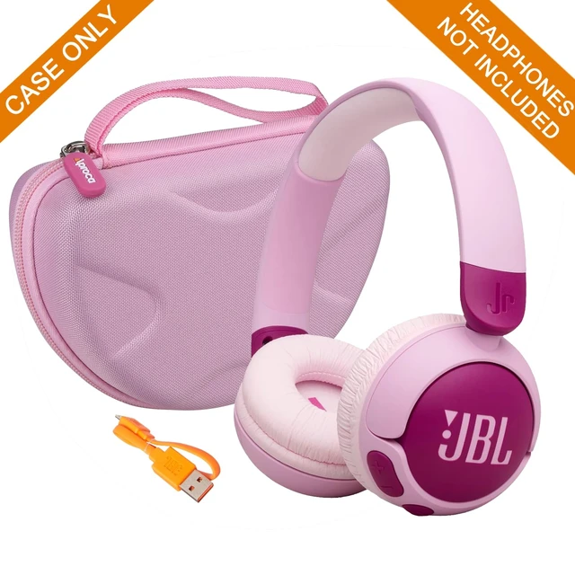 Alt view image 5 of 7 - Case for JBL Junior 320 / Junior 320BT / JR 300BT Kids Headphones -Pink Carrying Case, Water-resistant & Shock-resistant, Soft Inner Lining Protects Headphones, Mesh Pocket Stores USB Cables