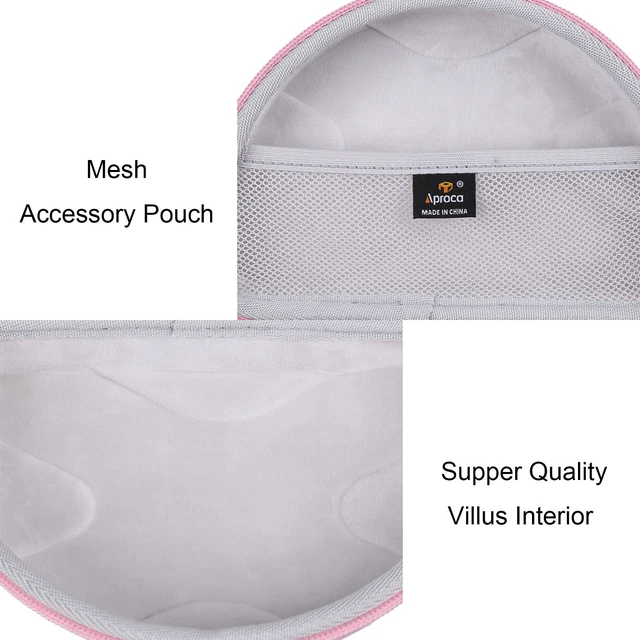 Alt view image 7 of 7 - Case for JBL Junior 320 / Junior 320BT / JR 300BT Kids Headphones -Pink Carrying Case, Water-resistant & Shock-resistant, Soft Inner Lining Protects Headphones, Mesh Pocket Stores USB Cables