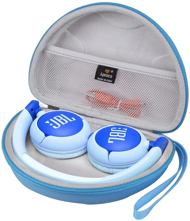 Main image of Case for JBL Junior 320 / Junior 320BT / JR 300BT Kids Headphones -Blue Carrying Case, Water-resistant & Shock-resistant, Soft Inner Lining Protects Headphones, Mesh Pocket Stores USB Cables