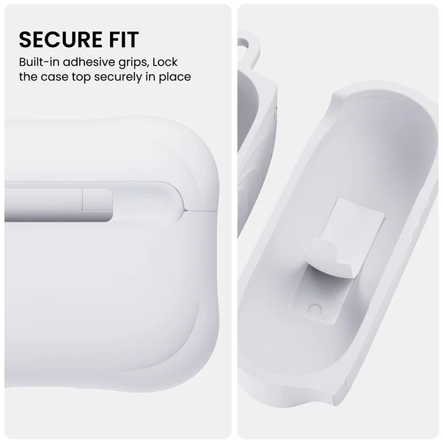 Alt view image 4 of 7 - Vortuxe for AirPods Pro 3 Case, Liquid Silicone, White Velvety Soft Touch, 2X MIL-STD Drop Protection, Elevated Corner Design, Sleek Vortex Pattern, LED Visible, Carabiner Included