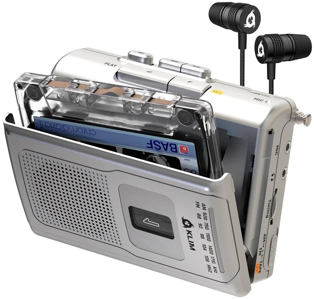 Main image of K8 Cassette Player with Headphones, Portable Recorder, AM FM Radio Includes a Built-in Microphone and Speaker, Plus Audio Jack for Private Listening - Silver, Runs on Batteries or AC Power
