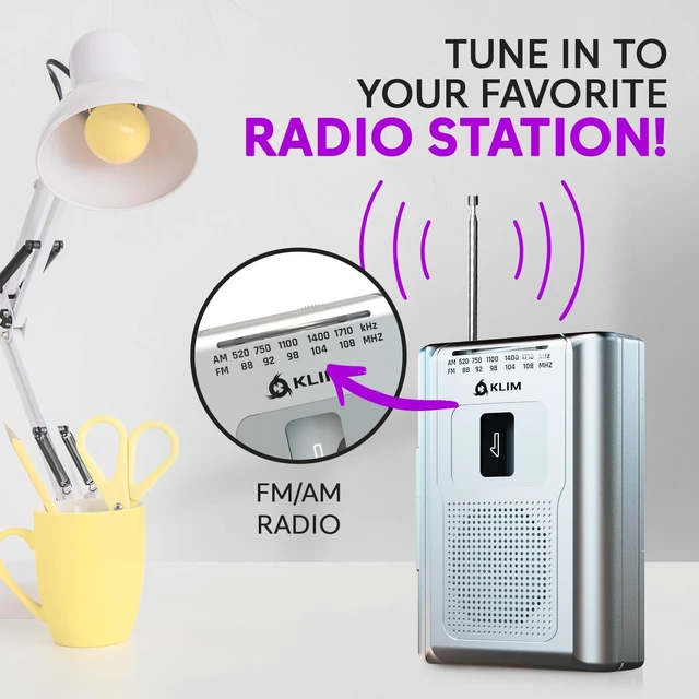 Alt view image 3 of 7 - K8 Cassette Player with Headphones, Portable Recorder, AM FM Radio Includes a Built-in Microphone and Speaker, Plus Audio Jack for Private Listening - Silver, Runs on Batteries or AC Power
