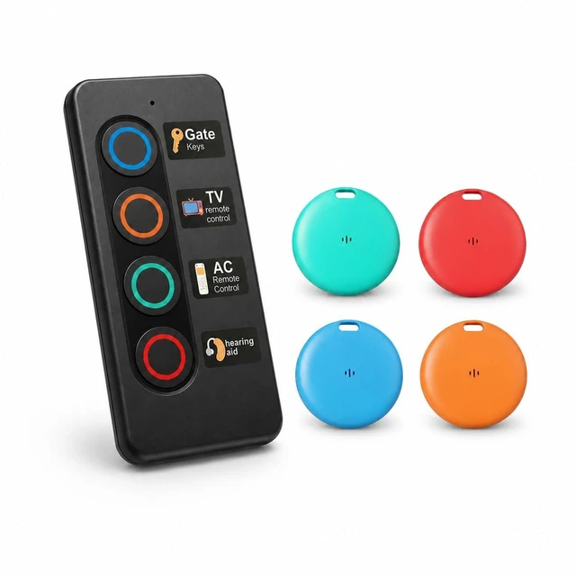 Main image of Key Finder RF Item Locator Tags with Magnetic Transmitter, 131 Ft Range, 80 dB Beep, Wireless Remote Tracker for Keys, Wallet, Phone, TV Remote, No Smartphone Required, Perfect for The Elderly
