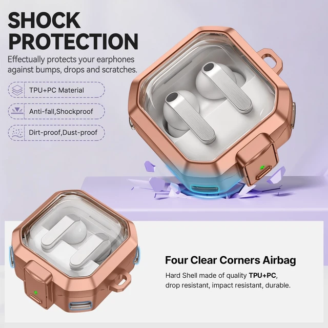Alt view image 5 of 7 - Secure Lock for Galaxy Buds 4 Pro Case and Buds 4 Case Cover, Clear Soft TPU Case with Cleaner Kit and Keychain for Women Girlu, Cute Cover for Samsung Galaxy Buds 4/4Pro 2026