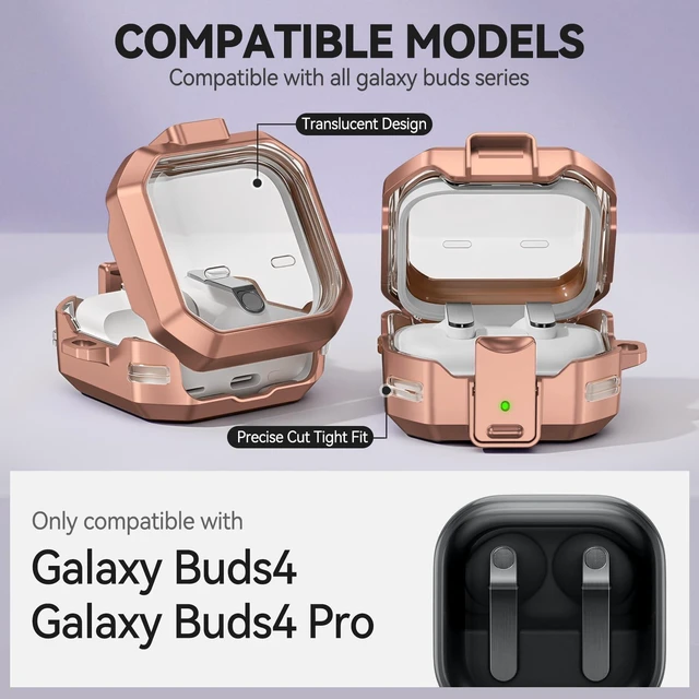 Alt view image 2 of 7 - Secure Lock for Galaxy Buds 4 Pro Case and Buds 4 Case Cover, Clear Soft TPU Case with Cleaner Kit and Keychain for Women Girlu, Cute Cover for Samsung Galaxy Buds 4/4Pro 2026