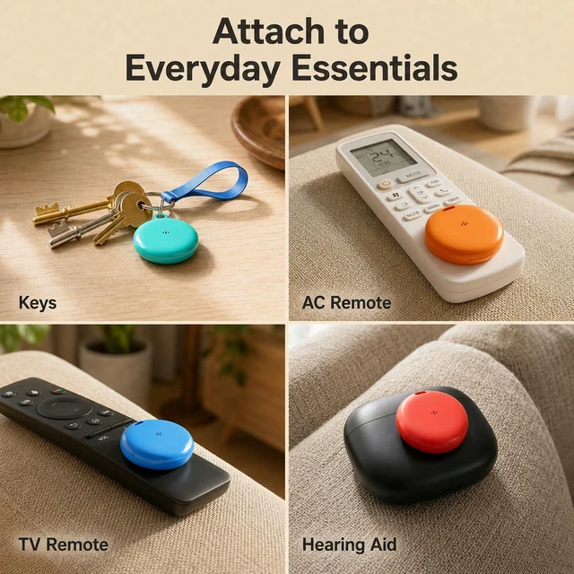 Alt view image 6 of 7 - Key Finder RF Item Locator Tags with Magnetic Transmitter, 131 Ft Range, 80 dB Beep, Wireless Remote Tracker for Keys, Wallet, Phone, TV Remote, No Smartphone Required, Perfect for The Elderly