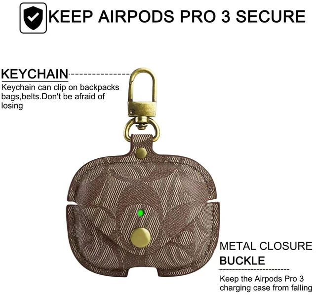 Alt view image 5 of 6 - for AirPods Pro 3 Case, Leather Cute Full Body Shockproof Protective Cover for AirPods Pro 3nd Generation Case for Women Men, Drop Protection (D)