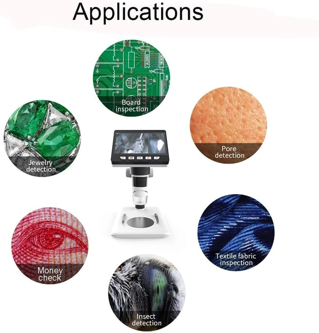 Alt view image 7 of 7 - 4.3" Digital Microscope for Adults, USB Coin Magnifier with 8 Adjustable Lights, 1000X Magnifying Glass, 1080P Resolution,Save Photos & Videos,Compatible with Windows/MacOS, White