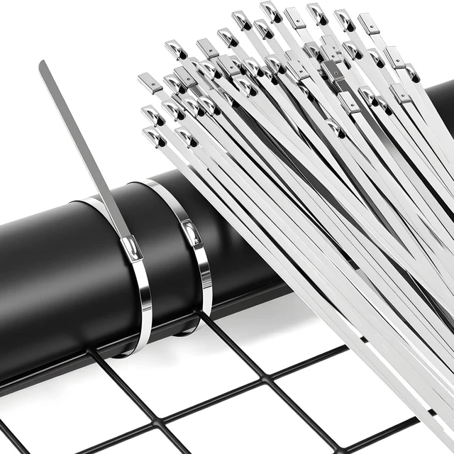 Main image of Metal Zip Ties, 60 Inch Extra Long 390Lb Stainless Steel Cable Ties 30 Pcs Heavy Duty Large Tie Wraps, Self-Locking UV Resistant for Exhaust Wrap, Garden Ties, pipes, Outdoor Use & Marine