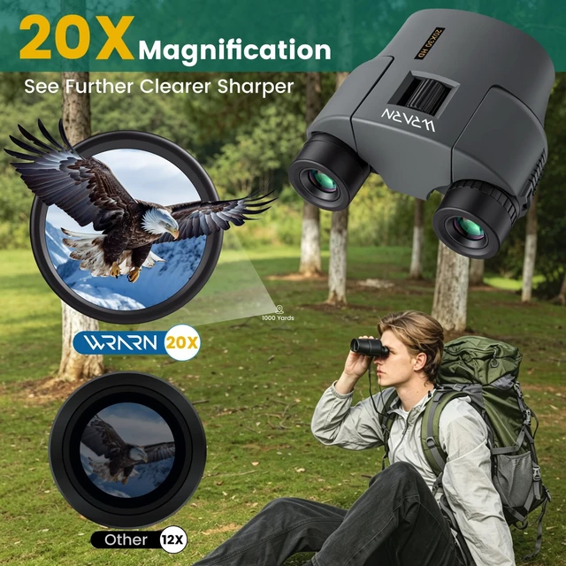 Alt view image 2 of 7 - 20X30 Compact Binoculars for Adults Bird Watching Travel, Grey High Power, Low Light Vision, Large Eyepiece Easy Focus for Sightseeing Hiking Camping Cruise Concert