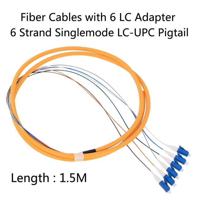 Alt view image 2 of 7 - 4Pcs 1.5 Meter LC Cable, SingleMode 9/125 Fiber Pigtail with 6 Color-Coded LC Patch Cord, Ceramic Ferrule Plug for Fusion Splicing