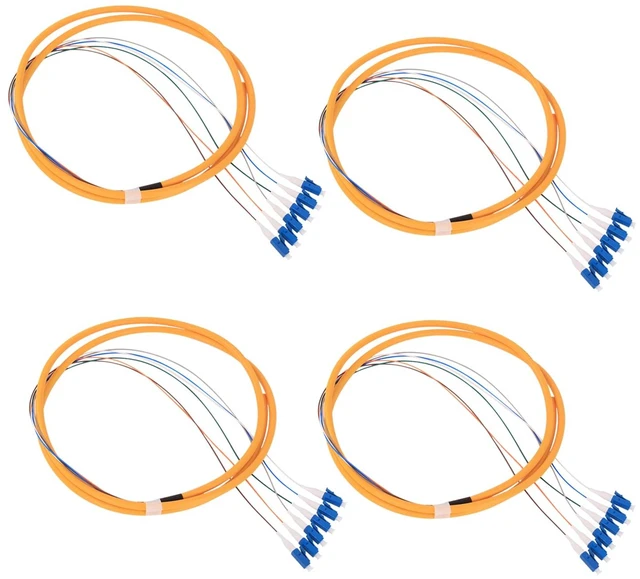Main image of 4Pcs 1.5 Meter LC Cable, SingleMode 9/125 Fiber Pigtail with 6 Color-Coded LC Patch Cord, Ceramic Ferrule Plug for Fusion Splicing