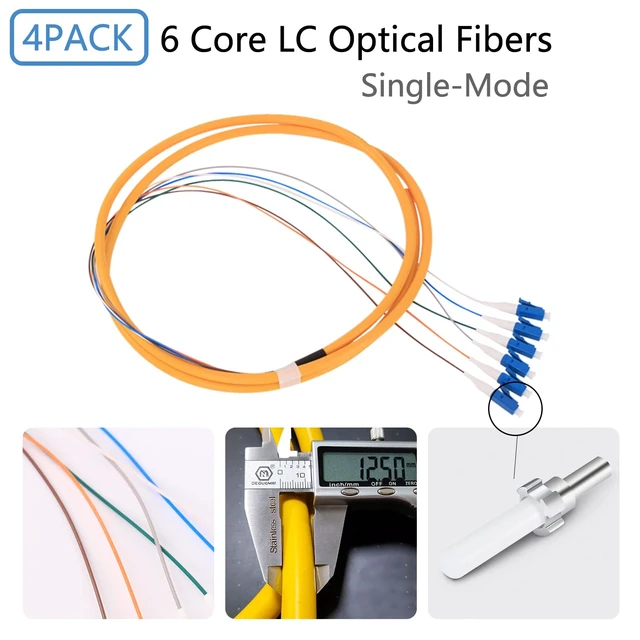 Alt view image 3 of 7 - 4Pcs 1.5 Meter LC Cable, SingleMode 9/125 Fiber Pigtail with 6 Color-Coded LC Patch Cord, Ceramic Ferrule Plug for Fusion Splicing