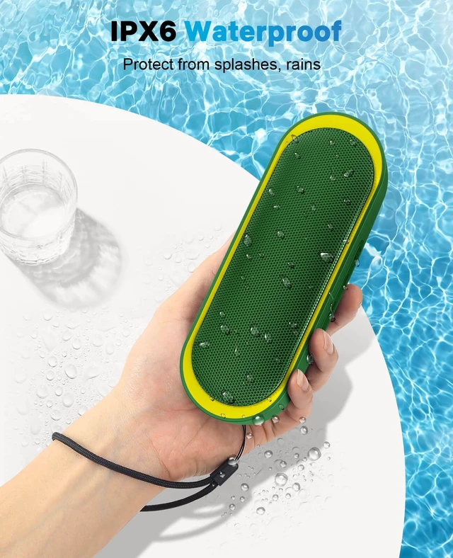 Alt view image 2 of 6 - Bluetooth Speakers, Waterproof Portable Speakers with TWS, 24 Playtime, Stereo Sound, Wireless for Home Shower Pool Beach Outdoor (Green)