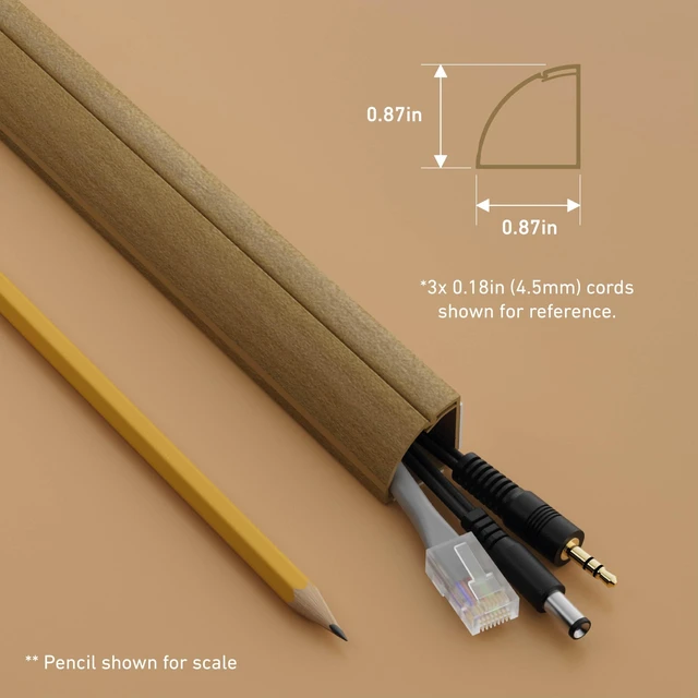 Alt view image 4 of 7 - 157in Stainable Wood-Effect Corner Cable Concealer Multipack, Floor Wire Hider, Quarter Round Cord Cover, Organize Cords in Corners, Floor Molding - 10x 15.7in Lengths & Accessories
