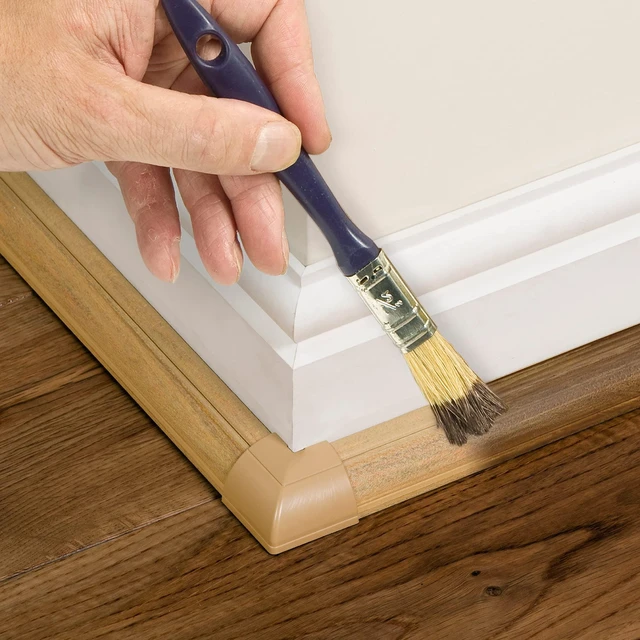Alt view image 5 of 7 - 157in Stainable Wood-Effect Corner Cable Concealer Multipack, Floor Wire Hider, Quarter Round Cord Cover, Organize Cords in Corners, Floor Molding - 10x 15.7in Lengths & Accessories