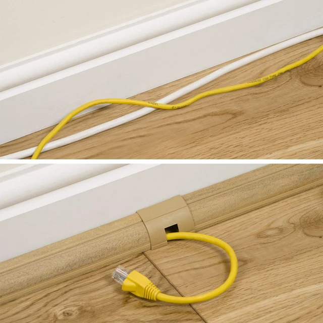 Alt view image 7 of 7 - 157in Stainable Wood-Effect Corner Cable Concealer Multipack, Floor Wire Hider, Quarter Round Cord Cover, Organize Cords in Corners, Floor Molding - 10x 15.7in Lengths & Accessories
