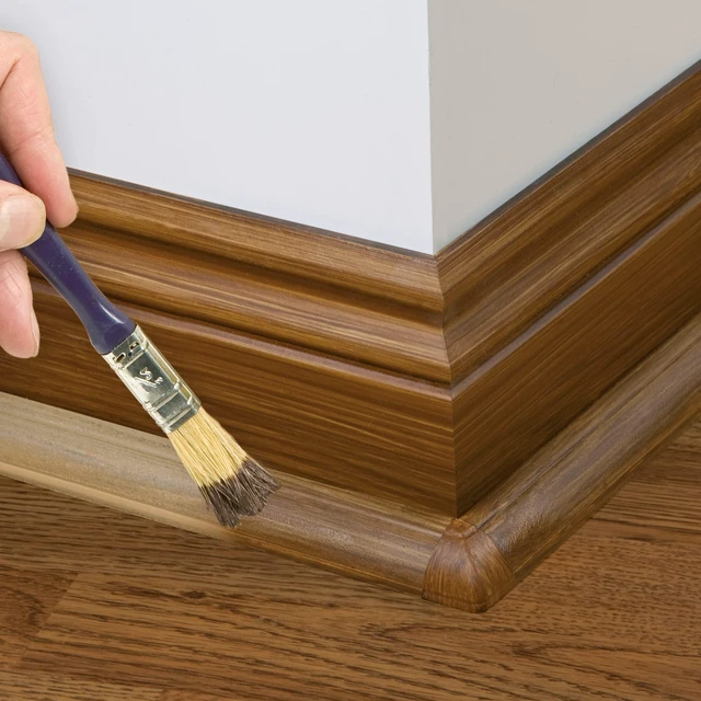 Alt view image 6 of 7 - 157in Stainable Wood-Effect Corner Cable Concealer Multipack, Floor Wire Hider, Quarter Round Cord Cover, Organize Cords in Corners, Floor Molding - 10x 15.7in Lengths & Accessories