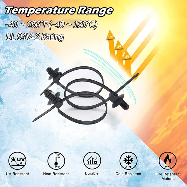 Alt view image 3 of 7 - 180pcs Push Mount Cable Zip Tie with Car Wire Loom Routing Clips,Fastening Cable Clips For Organizing Cables And Cords,Car Clips Contains 7 Sizes Universal Compatible with GM Ford Trucks Cars UTV