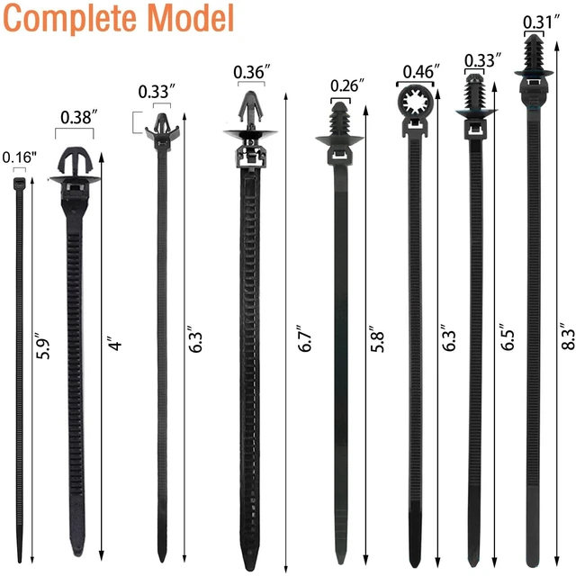 Alt view image 2 of 7 - 240Pcs Push Mount Cable Zip Tie, Nylon Self Locking Cable Strap, 8 Most Popular Sizes, Heavy Duty Self-Locking UV Resistant Wire Ties - For Indoor, Construction, Electronic and Auto